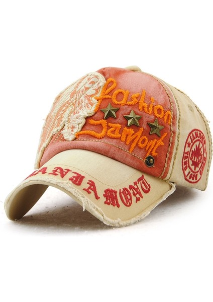 Jamont 9909 Güneş Şapkası Yıldız Şekeri Perçin Sıradan Mektuplar Beyzbol Kapağı Açık Tepeli Kapak Boyut: Bir Beden Haki (Yurt Dışından)
