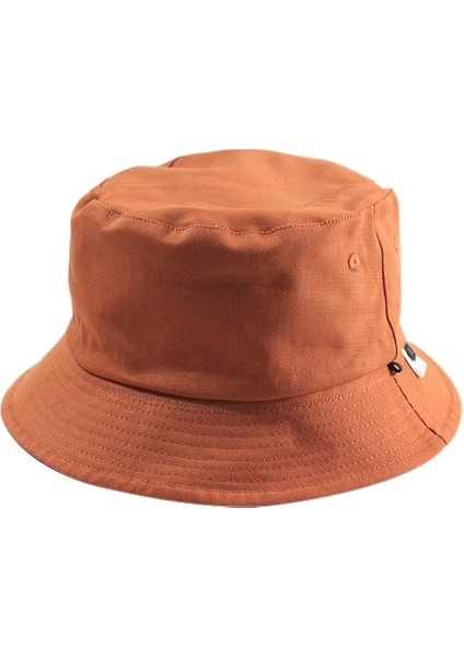 Düz Renkli Pamuklu Çift Taraflı Giyilebilir Balıkçı Şapkası Kadınlar Için Boyut: Xl Siyah Turuncu (Yurt Dışından)