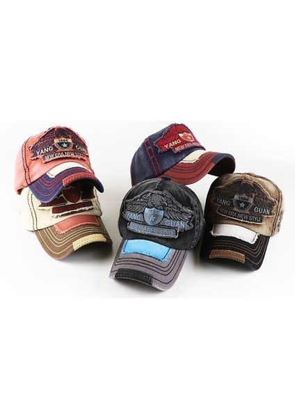 Yang Guan Eagle Desen Işlemeli Yıkanmış Beyzbol Kapağı Güneş Koruma Kapağı Boyut: 58CM Kızıl (Yurt Dışından) fiyatları