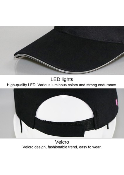 LED Işıklı Beyzbol Şapkası Erkek Dış Mekan Floresan Sunhat Stil: Şarj Edilebilir Renk: Siyah Şapka Renkli Işık (Yurt Dışından) fiyatları