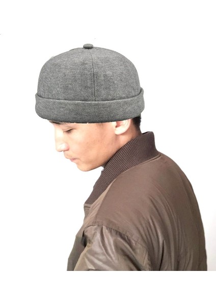 G12788 Demir Mark Street Melon Skullcap Retro Flanşlı Ev Sahibi Şapkası Kalmadan Boyut: 58CM Gri (Yurt Dışından) modelleri