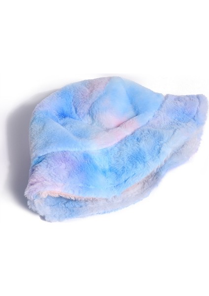 Gökkuşağı Renk Peluş Balıkçı Kapağı Kış All Maç Sıcak Havza Şapkası Boyut: 58CM Mavi Mor (Yurt Dışından)