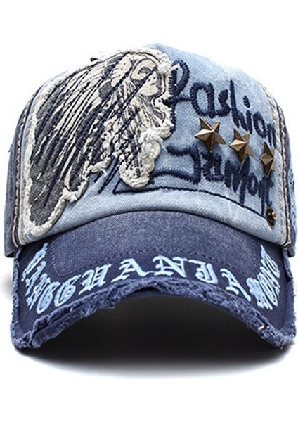 Jamont 9909 Güneş Şapkası Yıldız Şekeri Perçin Sıradan Mektuplar Beyzbol Kapağı Açık Tepeli Kapak Boyut: Bir Beden Koyu Mavi (Yurt Dışından) modelleri