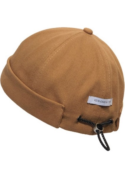 Sonbahar ve Kış Drawstring Dome Hip Hop Şapkası Saçak Olmadan Boyut: Bir Beden Haki (Yurt Dışından)