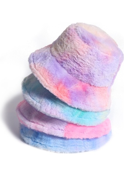 Gökkuşağı Renk Peluş Balıkçı Kapağı Kış All Maç Sıcak Havza Şapkası Boyut: 58CM Mor Kırmızı Sarı (Yurt Dışından) fiyatları