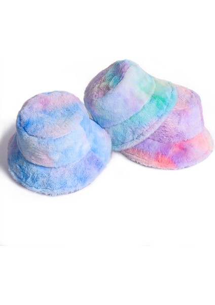 Gökkuşağı Renk Peluş Balıkçı Kapağı Kış All Maç Sıcak Havza Şapkası Boyut: 58CM Mor Kırmızı Sarı (Yurt Dışından) modelleri