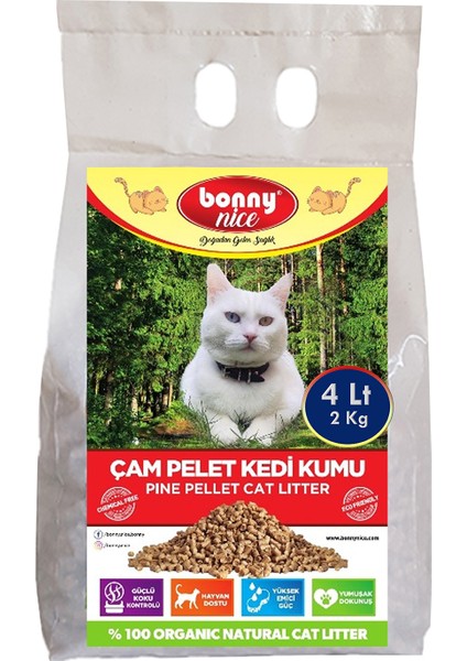Doğal Kedi Kumu Çam Pellet 2 Kg 4 Lt (5 Paket)