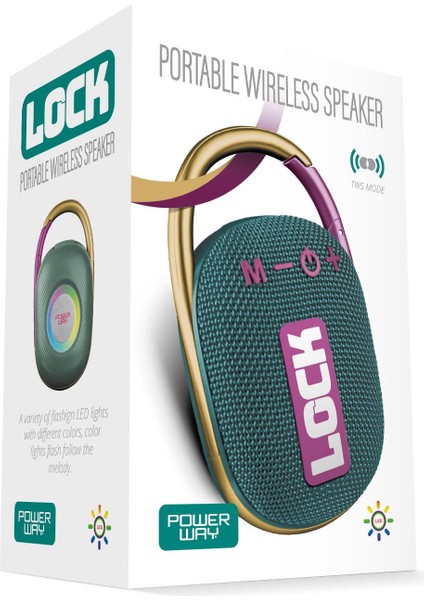 Lock Yeşil Taşınabilir Bluetooth Hoparlör Kilit Özellikli Yüksek Ses Gücü modelleri