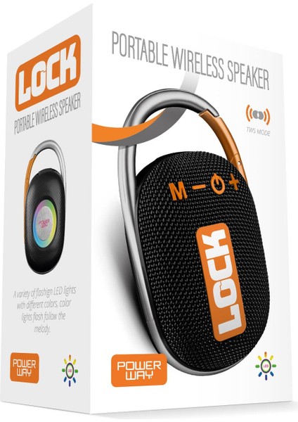 Lock Turuncu Taşınabilir Bluetooth Hoparlör Kilit Özellikli Yüksek Ses Gücü