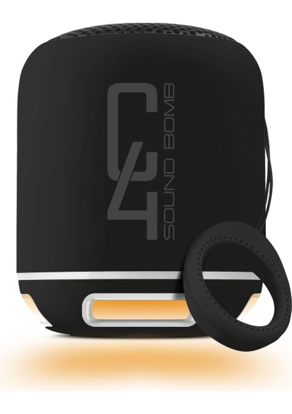 C4 Siyah Taşınabilir Bluetooth Hoparlör Ses Bombası Yüksek Ses Gücü Sese Duyarlı LED Işık