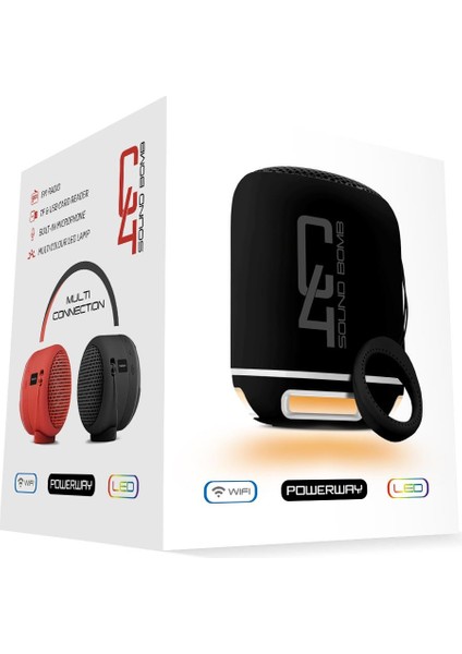 C4 Siyah Taşınabilir Bluetooth Hoparlör Ses Bombası Yüksek Ses Gücü Sese Duyarlı LED Işık indirimleri