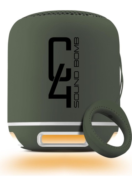 C4 Yeşil Taşınabilir Bluetooth Hoparlör Ses Bombası Yüksek Ses Gücü Sese Duyarlı LED Işık