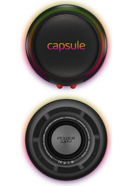 Capsule Taşınabilir Bluetooth Hoparlör Ses Bombası Yüksek Ses Gücü Sese Duyarlı LED Işık