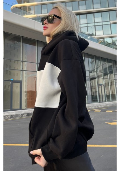 Siyah Renk Bloklu Şardonlu Sweatshirt MG1544 indirimleri