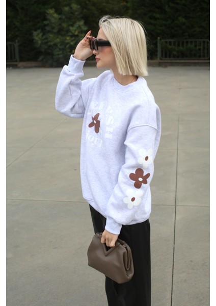 Karmelanj Bisiklet Yaka Baskılı Sweatshirt MG1572 modelleri