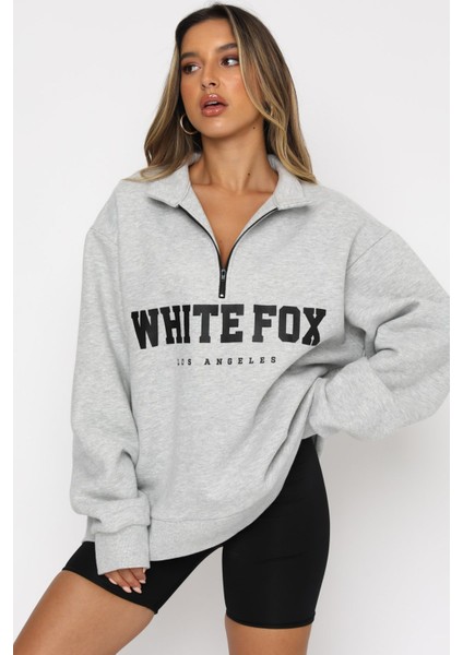 Karmelanj Fermuar Detaylı Baskılı Sweatshirt MG1246