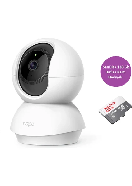 Tapo C200 Full Hd 1080P Gece Görüşlü Wi-Fi Kamera + Sandisk SDSQUNR-128G-GN6MN Microsd