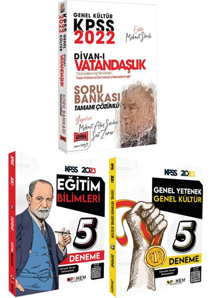 KPSS Vatandaşlık Soru Bankası+Panem Eğitim 5 Deneme+Panem Genel Yetenek Genel Kültür 5 Deneme