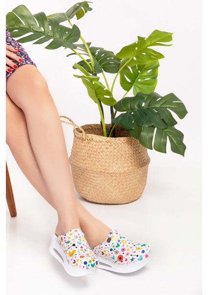 ii Kalp Mutluluk Desenli Kapalı Airmax Bayan Sabo Terlik 900 modelleri