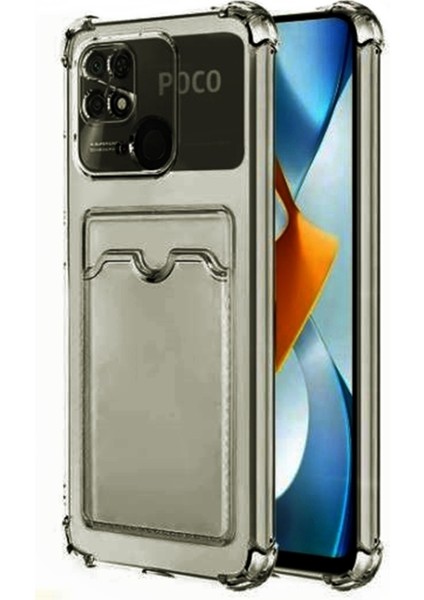 Xiaomi Poco C40 Kılıf Kartlıklı Darbe Korumalı Silikon + Ekran Koruyucu