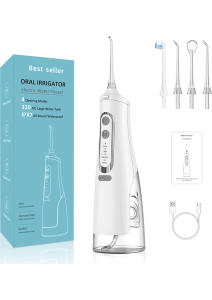 The Beauty Shop Oral Dental Irrigator Taşınabilir Su Jeti Flosser Şarj Edilebilir USB 4 Modu (Yurt Dışından)