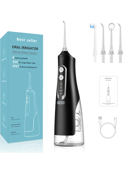 The Beauty Shop Oral Dental Irrigator Taşınabilir Su Jeti Flosser Şarj Edilebilir USB 4 Modu (Yurt Dışından)