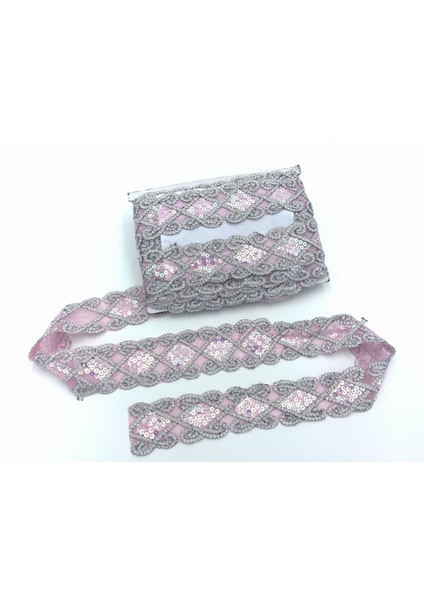 Organze Pul Dantel 3545(951) 13,5mt-Pembe