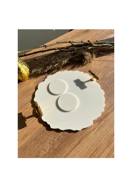 Dalgalı İki Kişilik Söz Nişan Damat Epoksi Sunum Tepsisi ve Yüzük Yükseltici Seti