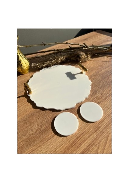 Dalgalı İki Kişilik Söz Nişan Damat Epoksi Sunum Tepsisi ve Yüzük Yükseltici Seti fiyatları