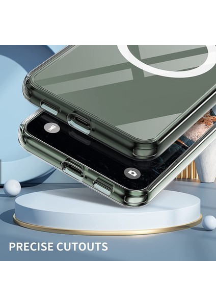 Samsung Galaxy S23 5g Uyumlu Kılıf Kamera Korumalı Çıkıntılı Şeffaf Magsafe Clear Crystal Wirelles Şarj Destekli Military Zıh Tank
