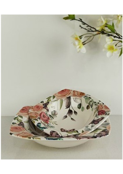 Dijital Baskılı 2'li Derin Kare Salata Kasesi