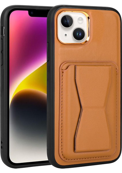 Apple iPhone 14 Kılıf Kartlıklı Standlı ​suni Deri Memo Kılıf