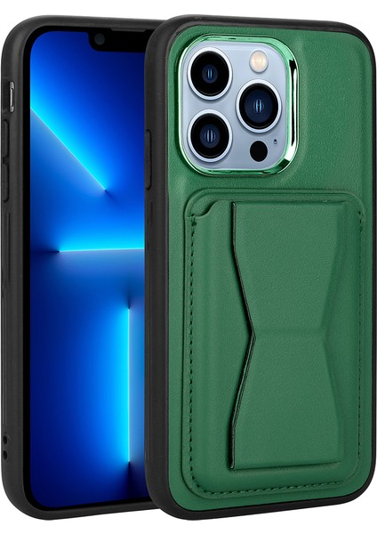 iPhone 13 Pro Max Kılıf Kartlıklı Standlı Suni Deri Memo Kılıf