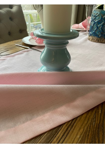 Dertsiz Simli Şeker Pembe Keten Runner