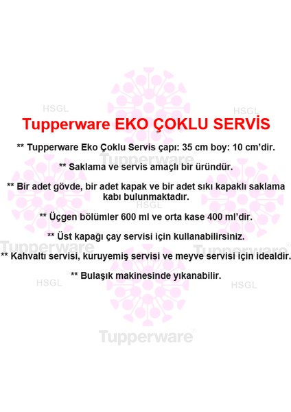 Eko Çoklu Servis Yuvarlak Kahvaltılık Çerezlik Pembe