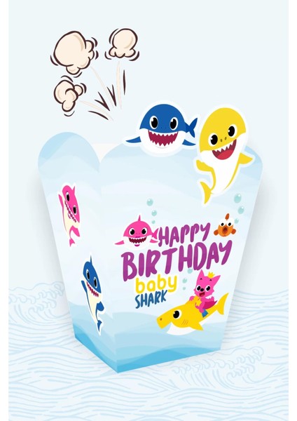 Baby Shark Temalı Popcorn Kutusu (Mısır) 8'li