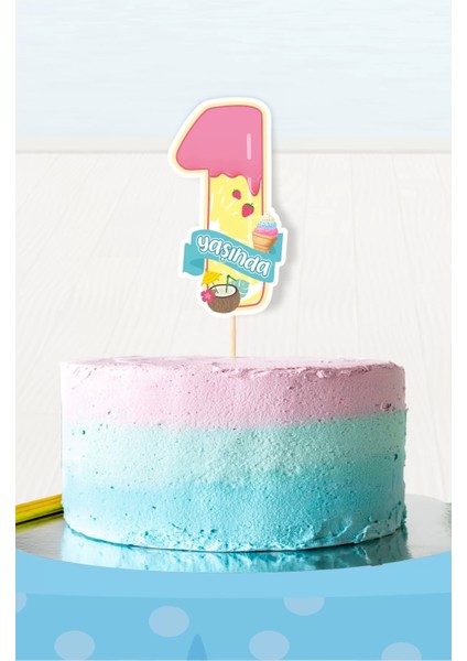 Summer Yaz Temalı 1 Yaşında (Bir) Pasta Süsü *kalın Kağıt