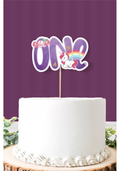Unicorn Temalı One (1) Pasta Süsü *kalın Kağıt