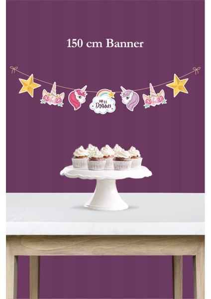 Unicorn Temalı Büyük Banner *kalın Kağıt 150CM