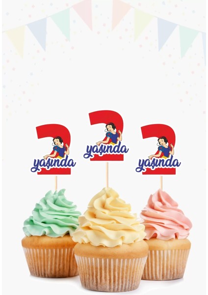 Pamuk Prenses Temalı * 2 (Iki) Yaşında Cupcake Süsü '10LU
