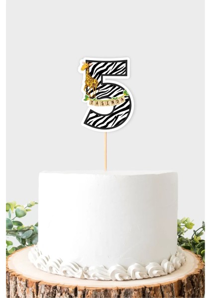 Safari Temalı 5 Yaşında (Beş) Pasta Süsü *kalın Kağıt