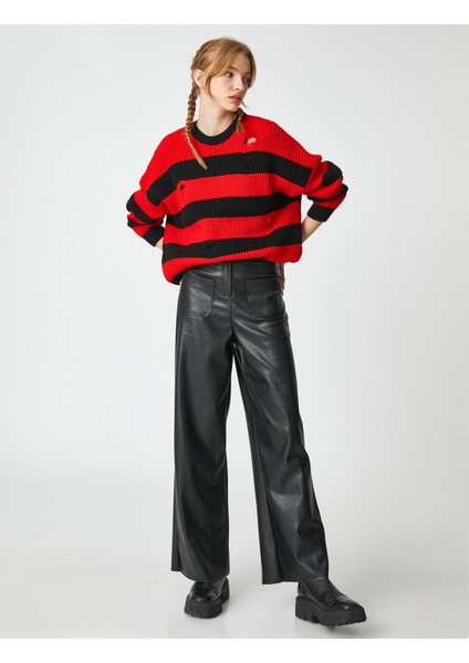 Örgü Kazak Ajurlu Bisiklet Yaka Uzun Kollu fiyatları