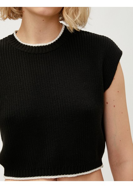 Crop Süveter Bisiklet Yaka