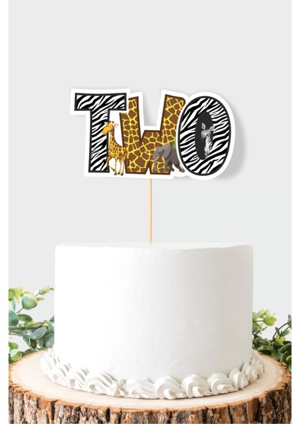 Safari Temalı Two (2) Pasta Süsü *kalın Kağıt