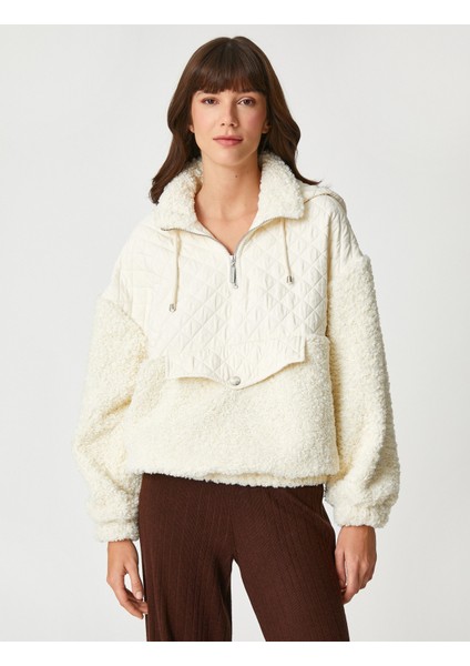 Şahika Ercümen x Koton - Peluş Detaylı Cepli Kapitone Kapüşonlu Sweatshirt modelleri