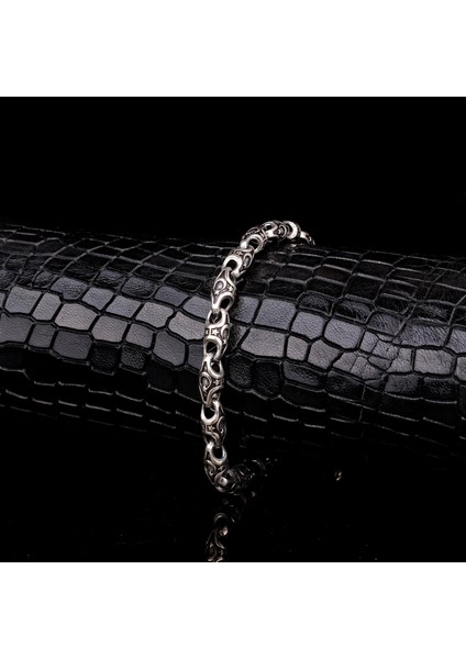 925 Ayar Gümüş Ayyıldız Motifli Erkek Bileklik