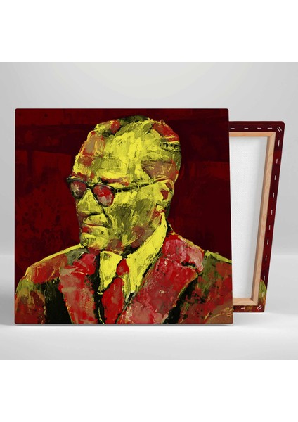 Mustafa Kemal Atatürk Imzası Sarı ve Kırmızı Kanvas Tablo