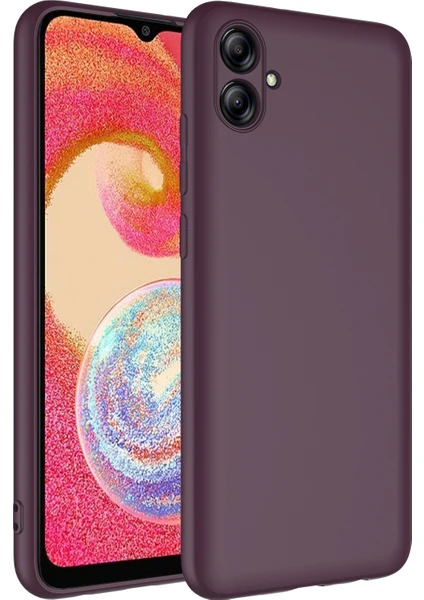 Caseworld Galaxy A04E ile Uyumlu Kapak Içi Kadife Kamera Korumalı Lansman Silikon Kılıf - Mürdüm