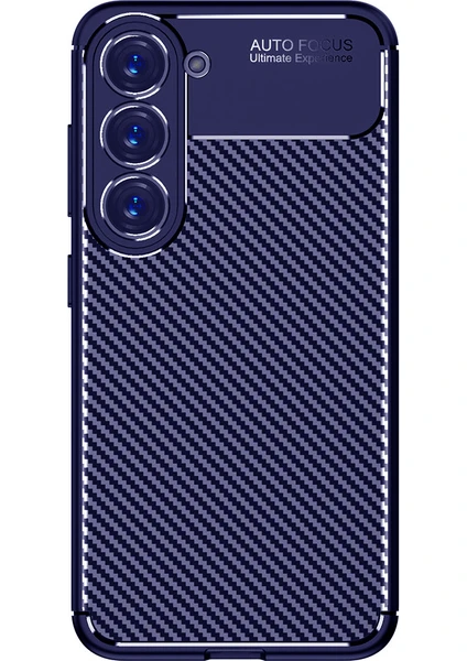 Caseworld Samsun Galaxy S23 Plus ile Uyumlu Kapak Kamera Korumalı Karbon Tasarımlı Silikon Kılıf - Lacivert