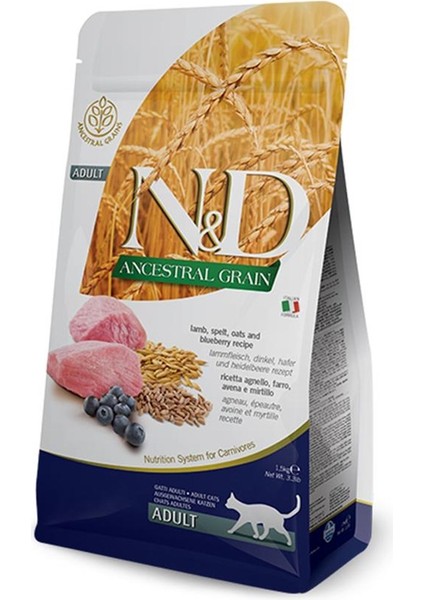 Ancestral Graın 1,5kg Kedi Düşük Tahıllı Kuzu Kılçıksız Buğday Yulaf ve Yaban Mersini Kedi Maması